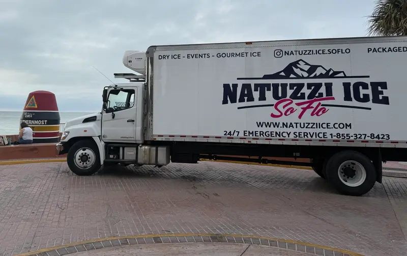 Natuzzi Ice SoFlo truck on a road trip to the Southernmost Point buoy